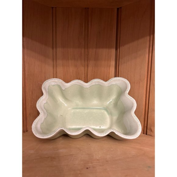 Vintage Indoor Mid Century Green Drip Glaze Planter Pottery Made in USA - Picture 4 of 5